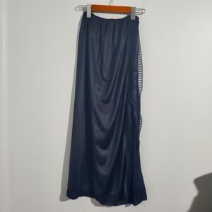 Vintage Black Slip Maxi Skirt Women's Size L E-Girl 90s Retro Edgy Lace